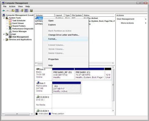 Formatting Drive Windows Vista