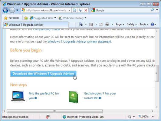 Windows Vista Upgrade Advisor Run
