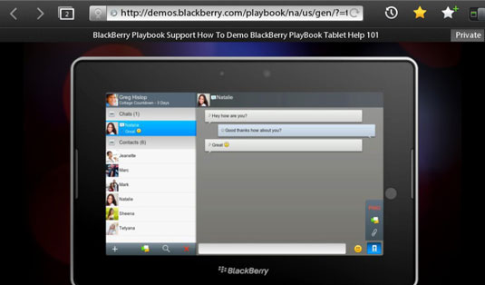 BlackBerry Messenger en PlayBook