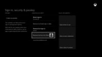 Account Sign-in and security section in Xbox One.