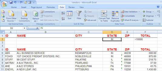 Lọc one bảng tính Excel with the hai or nhiều tiêu chí.