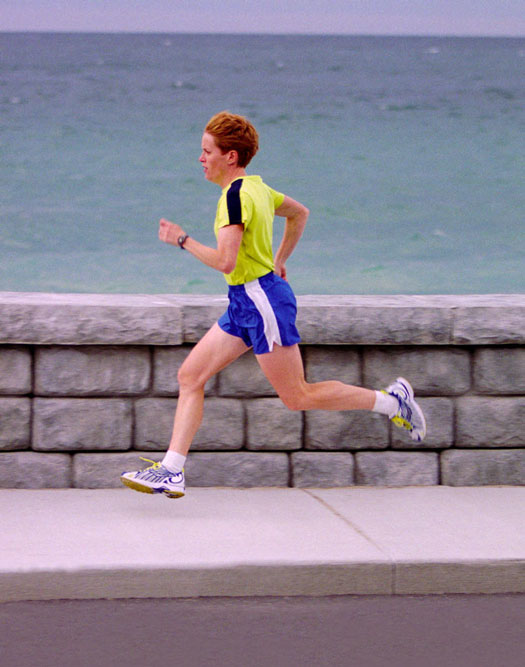 Correct running posture inclines an ever-so-slight forward lean.