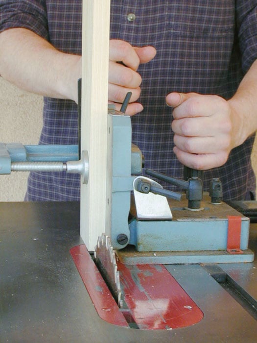 A tenoning jig makes cutting tenons really easy.