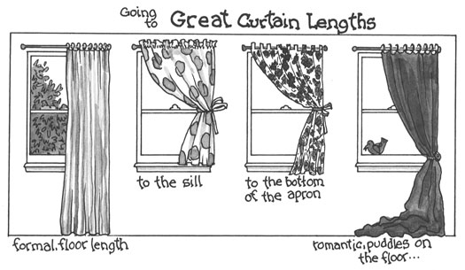 Dressy or casual, curtain lengths add to the mood of any room.