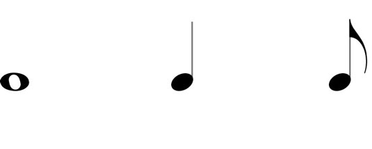 Every note has a head. An eighth note (the third one shown here) has all three possible components 