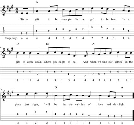 Guitar Tablature: Simple Gifts - dummies