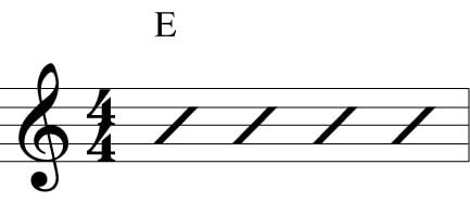 One measure of an E chord.