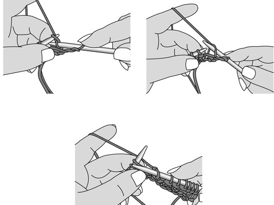 Pull the yarn through the loop, slide the old loop off the LH needle, and let it drop.