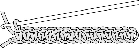 Work 1 single crochet stitch (sc) in each chain stitch (ch) across the foundation chain.