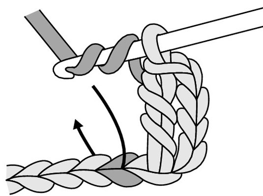 Yarn over twice and insert your hook in the next chain of the foundation chain.