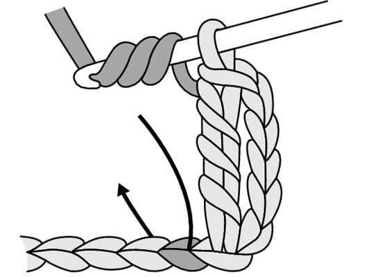 Begin a new double triple crochet stitch in the next chain of your foundation chain.