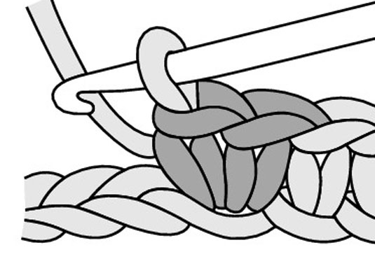 Diagram of the completed single crochet increase.