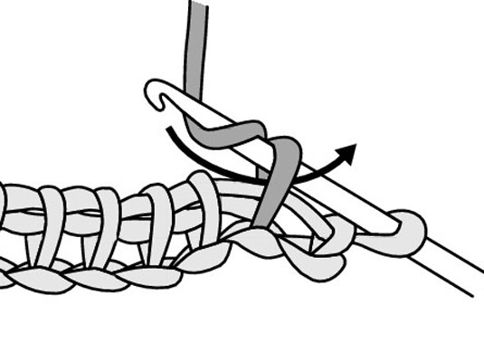 Yarn over (yo) the hook and draw the yarn through the stitch.