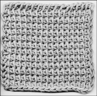 Work a slip stitch under each vertical bar across the last row to finish the swatch.