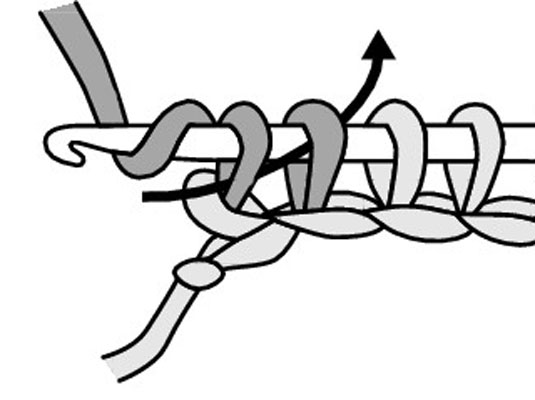 Yarn over the hook and draw your yarn through the next 2 loops on the hook.