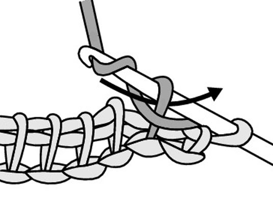 Yarn over (yo) and draw the yarn through the stitch.