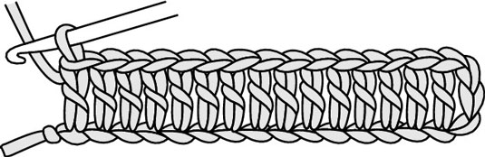 Double crochet in each of the next 3 chain stitches to complete the second block.