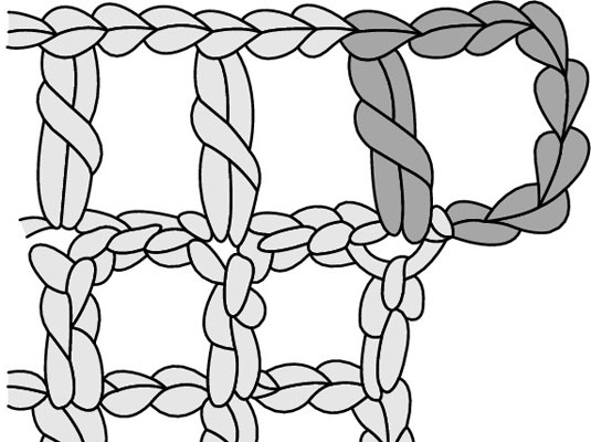 Continue across the row from the increase with blocks or spaces.