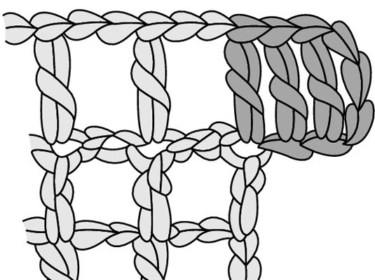 Double crochet in each of the next 2 chain stitches.