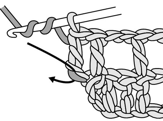 Inserting a crochet hook near the bottom of the post of the last triple crochet.