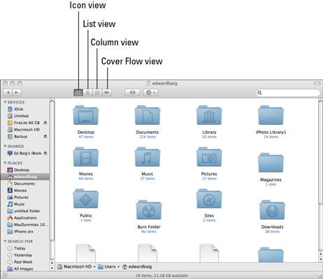 bremse lidelse Betinget How to View Your Mac Folders as Icons or Columns - dummies