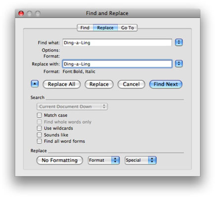 how to search a page for words on a mac