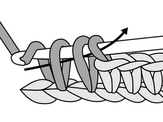 Yarn over and draw the yarn through all 3 loops on your hook.