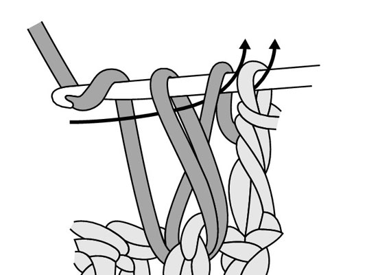 Yarn over and draw the yarn through the 2 loops on the hook, twice.