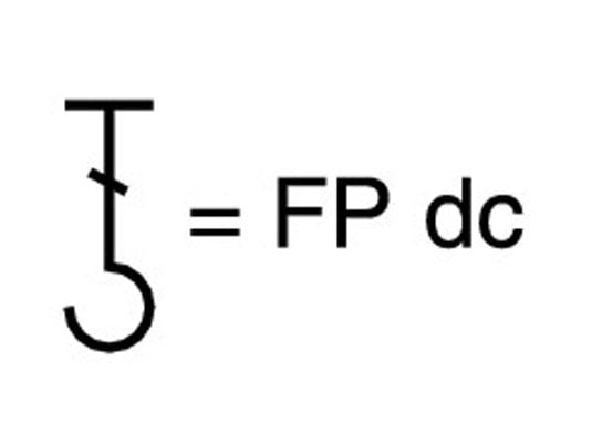 Take a look at the symbol for front post double crochet.