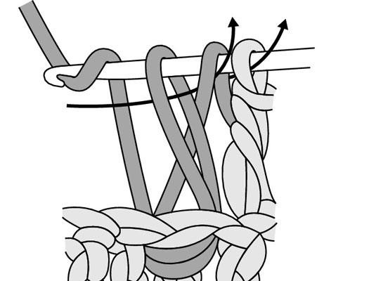 Yarn over and draw the yarn through the 2 loops on the hook, twice.