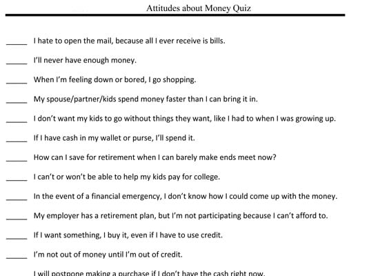 Examining Your Attitudes about Managing Money dummies