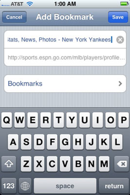 View the Add Bookmark screen.