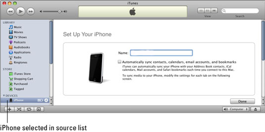 Select your iPhone in the iTunes source list.
