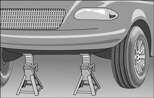 Jack stands hold your vehicle up safely.