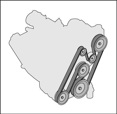 A serpentine multi-accessory drive belt.