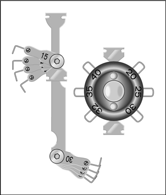 Wire feeler gauges.