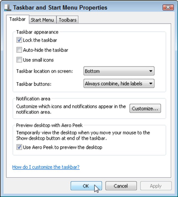 Turn off Aero Peek by deselecting the Preview Desktop with Aero Peek check box.