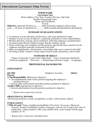 resume writing for international jobs