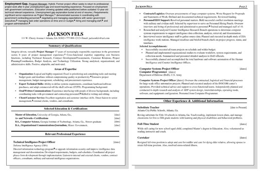 Sample Resume For A Worker With An Employment Gap Dummies