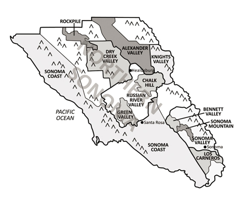 Sonoma County and its wine regions.