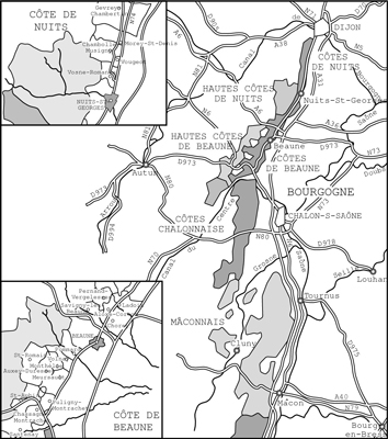 The Burgundy wine region encompasses several districts.