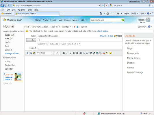 controlla la presenza di nuove email solo in windows live