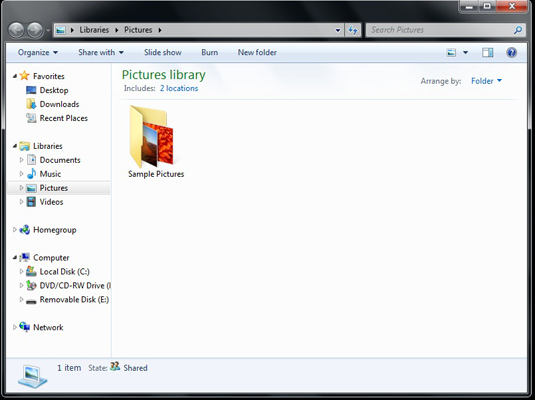 In Windows 7, choose Start→Pictures.