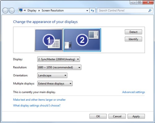 windows monitor setting