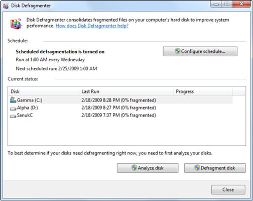 Defragmenting a Hard Windows 7 - dummies