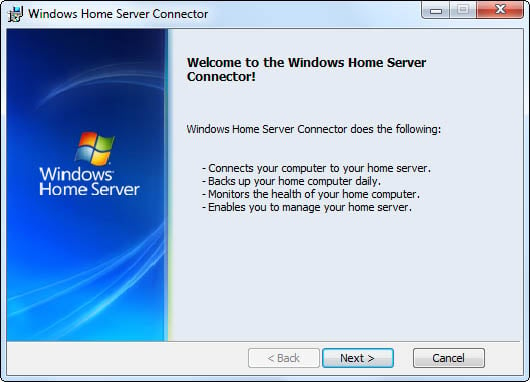 Click Download now, download the Connector software (probably <span class="code">WHSConnectorInstall.exe</span>), and run it.