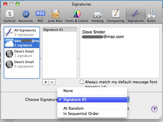 (Optional) If you have multiple signatures, click the Choose Signature pop-up menu.