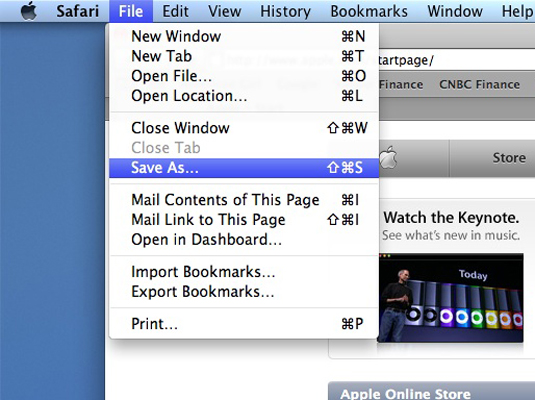 safari web pages save