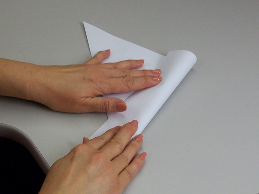 Fold the extra flap of paper over the edge next to it and make a crease.