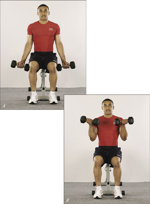 If you find yourself leaning back, you're probably using dumbbells that are too heavy.